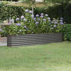 Greatstore szürke porszórt acél kerti ültetőláda 224x40x36 cm