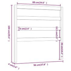 shumee fekete tömör fenyőfa ágyfejtámla 96 x 4 x 100 cm