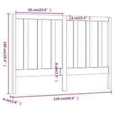 shumee fehér tömör fenyőfa ágyfejtámla 126 x 4 x 100 cm