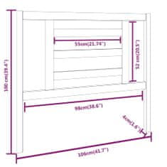 shumee mézbarna tömör fenyőfa ágyfejtámla 106 x 4 x 100 cm