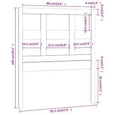 shumee fehér tömör fenyőfa ágyfejtámla 95,5 x 4 x 100 cm