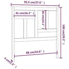 shumee szürke tömör fenyőfa ágyfejtámla 95,5 x 4 x 100 cm