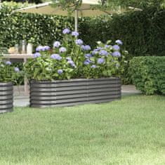 Greatstore szürke porszórt acél kerti ültetőláda 152x40x36 cm