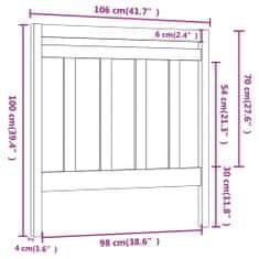 shumee szürke tömör fenyőfa ágy fejtámla 106 x 4 x 100 cm