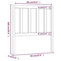 shumee fekete tömör fenyőfa ágyfejtámla 96 x 4 x 100 cm