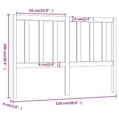 shumee fekete tömör fenyőfa ágyfejtámla 126 x 4 x 100 cm