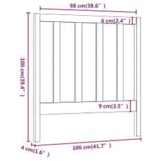 shumee mézbarna tömör fenyőfa ágyfejtámla 106 x 4 x 100 cm