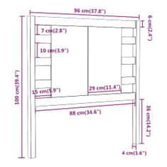 shumee mézbarna tömör fenyőfa fejtámla 96 x 4 x 100 cm