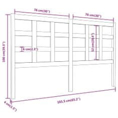 shumee fekete tömör fenyőfa ágyfejtámla 165,5 x 4 x 100 cm