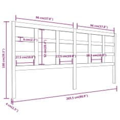 shumee fekete tömör fenyőfa ágyfejtámla 205,5 x 4 x 100 cm