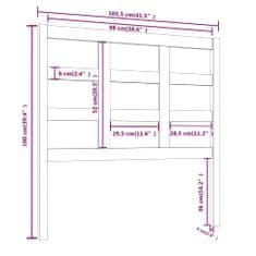 shumee fehér tömör fenyőfa ágyfejtámla 105,5 x 4 x 100 cm