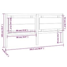 shumee fekete tömör fenyőfa ágyfejtámla 205,5 x 4 x 100 cm