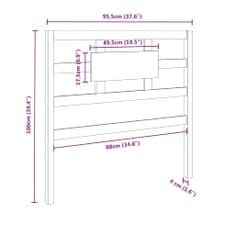 shumee fehér tömör fenyőfa ágyfejtámla 95,5 x 4 x 100 cm