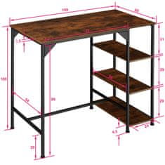 tectake Bárasztal Cannock Industrial 109x60x100cm - Ipari sötét fa