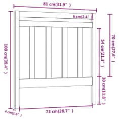 shumee szürke tömör fenyőfa ágyfejtámla 81 x 4 x 100 cm