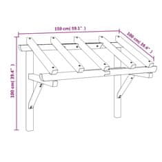 Vidaxl tömör fenyőfa ajtó előtető 150 x 100 x 100 cm 49452