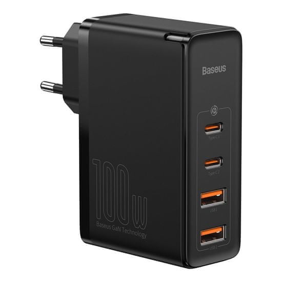 BASEUS GaN2 Pro hálózati töltő adapter 2x USB / 2x USB-C 100W QC PD, fekete