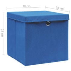 Greatstore 10 db kék fedeles tárolódoboz 28 x 28 x 28 cm