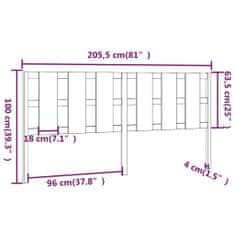 shumee szürke tömör fenyőfa ágyfejtámla 205,5 x 4 x 100 cm