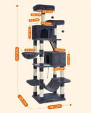 FEANDREA Sötétszürke macskakaparófa 206cm PCT190G01