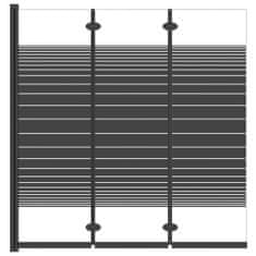 Vidaxl 3 paneles fekete ESG összecsukható zuhanyparaván 130 x 130 cm 151864