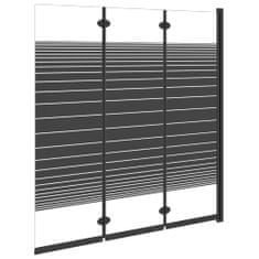 Vidaxl 3 paneles fekete ESG összecsukható zuhanyparaván 130 x 130 cm 151864