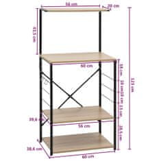 Vidaxl fekete-tölgyszínű forgácslap mikrosütő szekrény 60x39,6x123 cm 288239