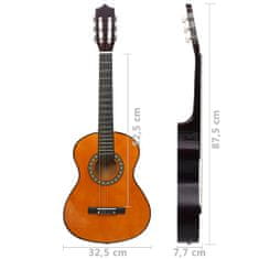 Vidaxl klasszikus hársfa gitár kezdőknek és gyerekeknek 1/2 34" 70128