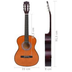 Vidaxl klasszikus hársfa gitár kezdőknek és gyerekeknek 3/4 36" 70120