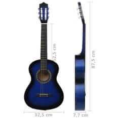 Vidaxl kék klasszikus gitár kezdőknek és gyerekeknek 1/2 34" 70124