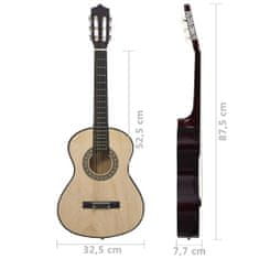 Vidaxl klasszikus hársfa gitár kezdőknek és gyerekeknek 1/2 34" 70122