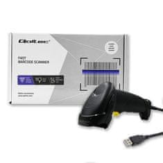 Qoltec Lézeres vonalkódolvasó 1D | USB | Fekete