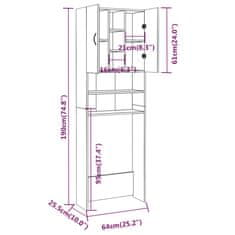 Vidaxl barna tölgy színű mosógépszekrény 64 x 25,5 x 190 cm 815959