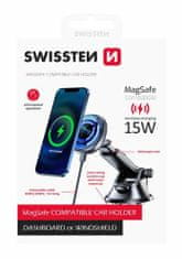 SWISSTEN MÁGNESES TELEFONTARTÓ AUTÓBA 15W VEZETÉK NÉLKÜLI TÖLTÉSSEL DASHBOARD (MagSafe compatible), 65010610