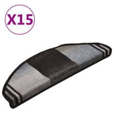 shumee 15 db fekete-szürke öntapadó lépcsőszőnyeg 65 x 21 x 4 cm