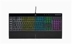 Corsair K55 RGB PRO, 5Z RGB, gumiburkolatú gamer billentyűzet, gumidombi