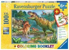 Ravensburger Puzzle Prehistoric Dinosaur World XXL 100 darab + kifestőkönyv