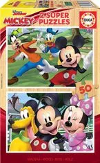 EDUCA Fa puzzle Mickey és barátai 2x50 darab