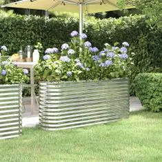 shumee ezüstszínű porszórt acél kerti ültetőláda 152 x 40 x 68 cm
