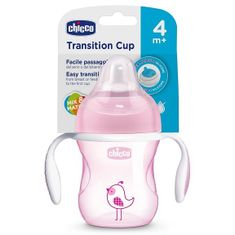 Chicco Transition Learning bögre fogantyúval 200 ml rózsaszín 4m+