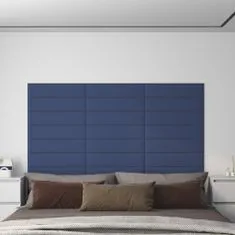 Greatstore 12 db kék szövet fali panel 60 x 15 cm 1,08 m²