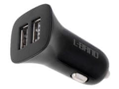 L-BRNO Duális USB + TYPE C autós töltő Fekete