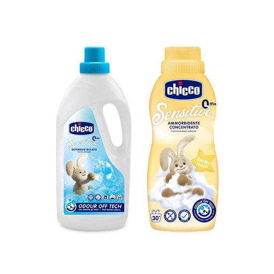 Chicco Gyermek mosószer Sensitive 1,5 l + Aviváž konc. Gentle Touch 750 ml