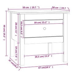 Vidaxl tömör fenyőfa kisasztal 50 x 50 x 49 cm 813794