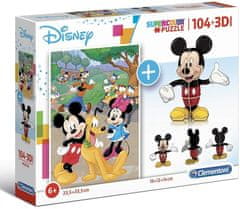 Clementoni Puzzle Supercolor Mickey Mous / 104 darab + 3D modell