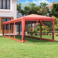 shumee piros HDPE rendezvénysátor 10 hálós oldalfallal 3x12 m