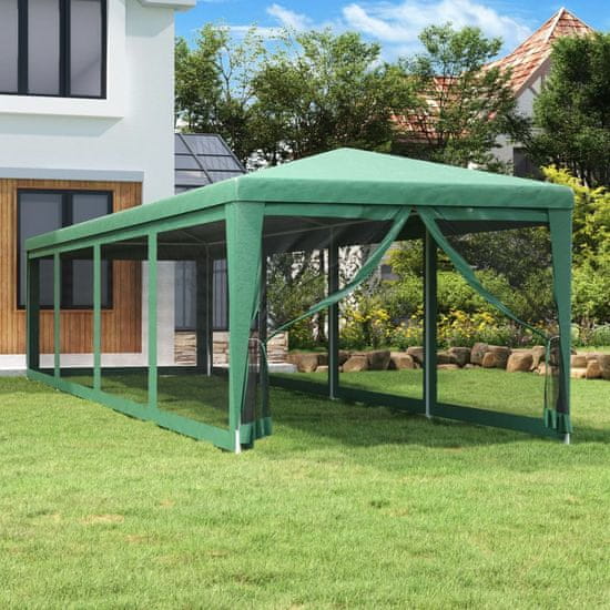 Greatstore zöld HDPE rendezvénysátor 10 hálós oldalfallal 3x12 m