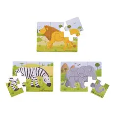 Bigjigs Toys Puzzle 3in1 szafari állatok