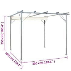 Greatstore fehér-krémszínű acélpergola behúzható tetővel 3 x 3 m