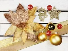 LAALU.cz Karácsonyi díszkészlet 142 db-os luxus dobozban GOLDEN GLITTER II karácsonyfához 240-270 cm